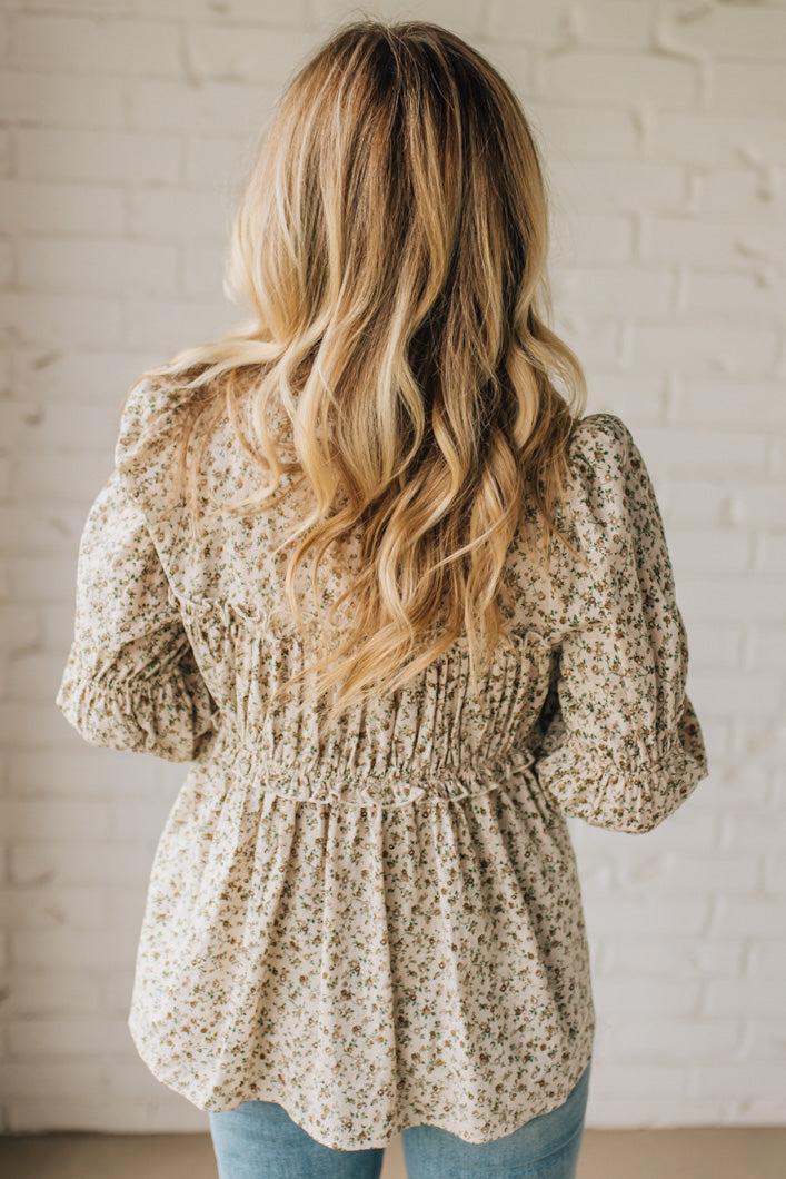 High Low Floral Tie Front Peplum