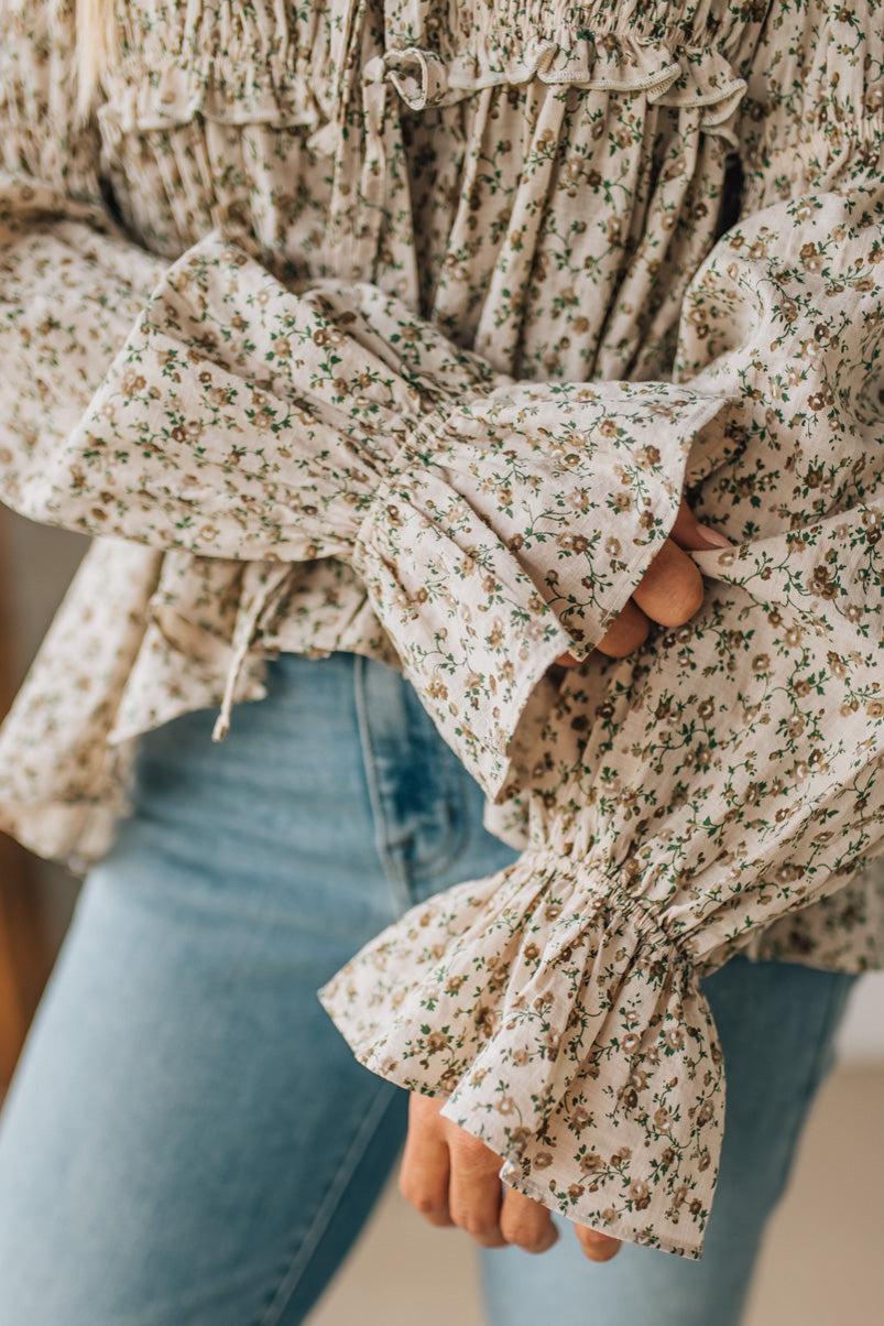 High Low Floral Tie Front Peplum
