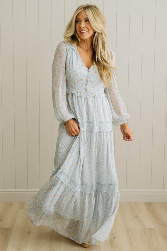 Irina Floral Lace Paneled Maxi
