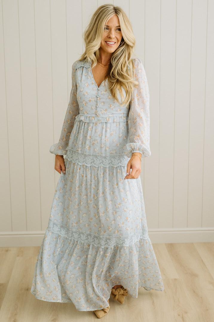 Irina Floral Lace Paneled Maxi