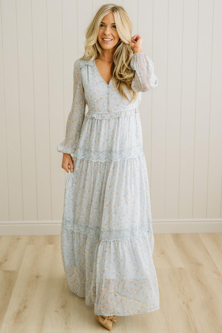 Irina Floral Lace Paneled Maxi