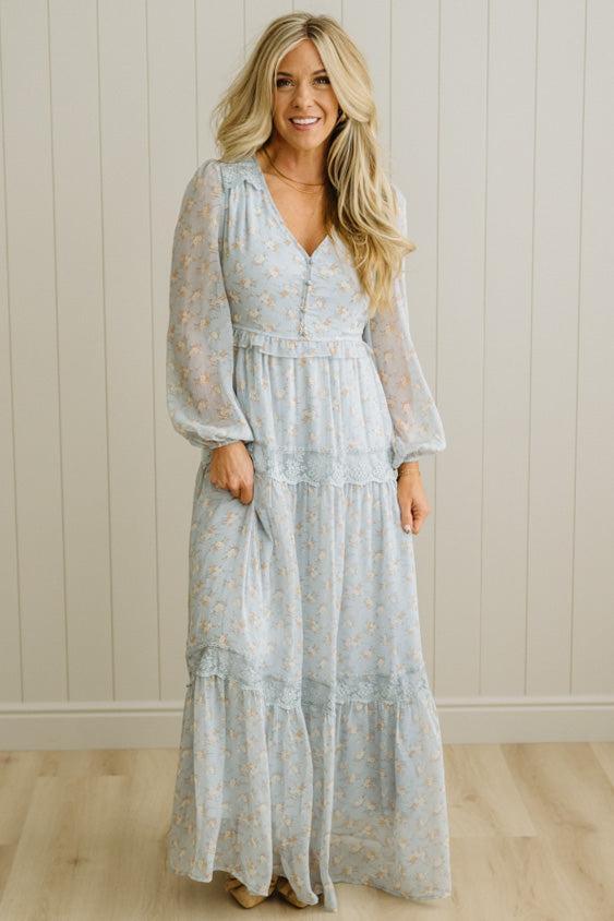 Irina Floral Lace Paneled Maxi