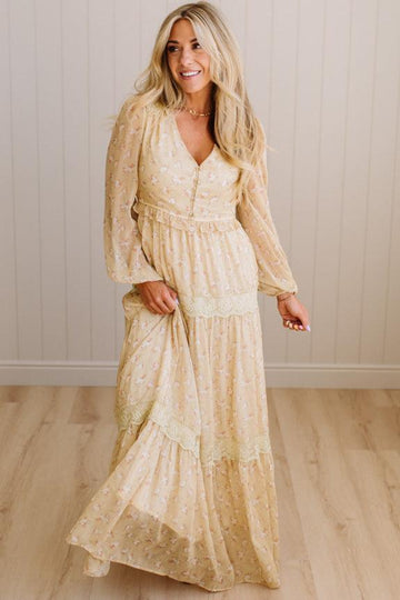 Irina Floral Lace Paneled Maxi