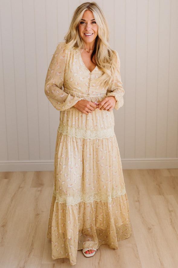Irina Floral Lace Paneled Maxi