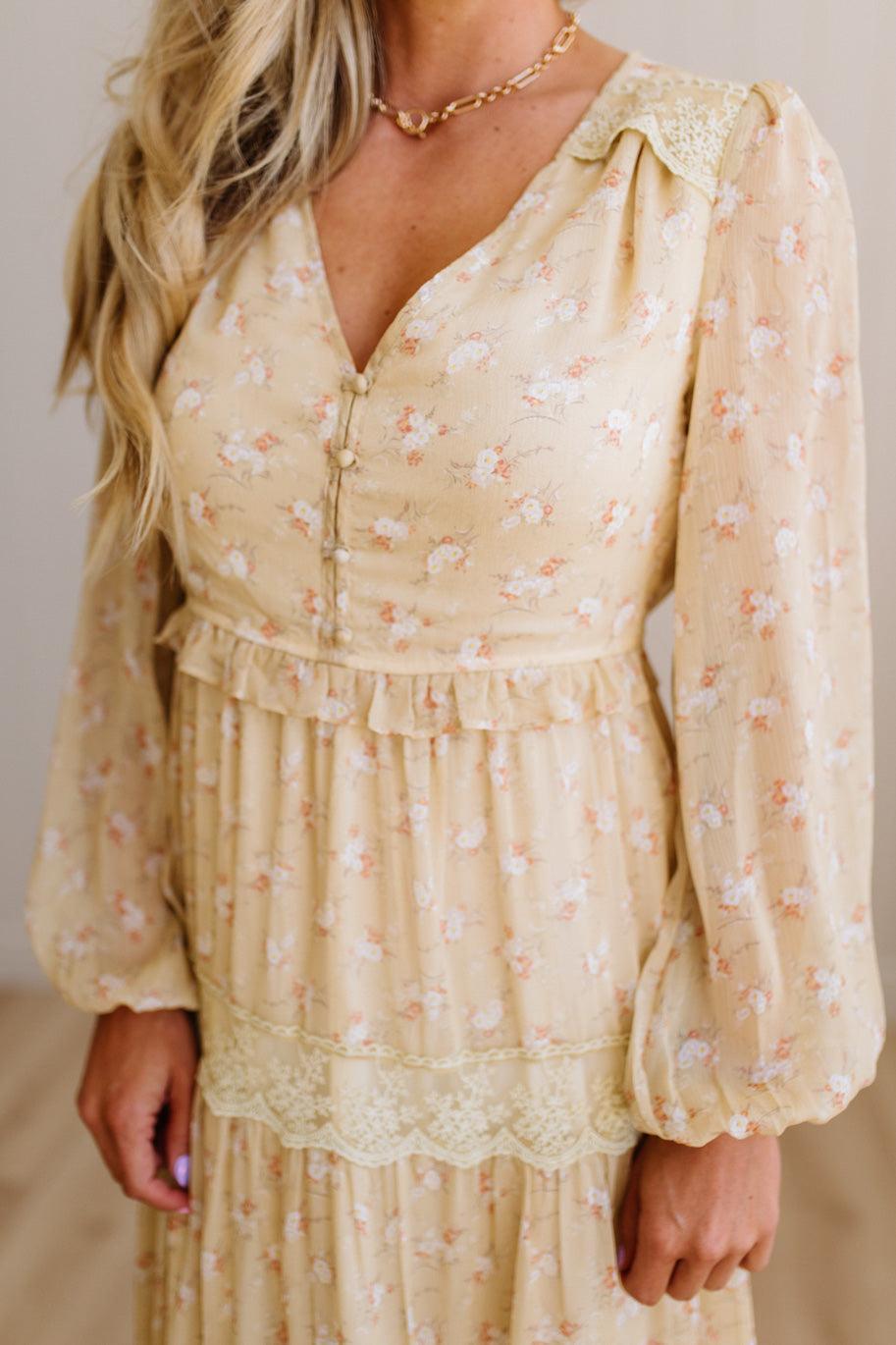 Irina Floral Lace Paneled Maxi