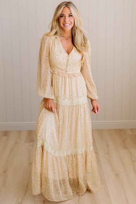 Irina Floral Lace Paneled Maxi