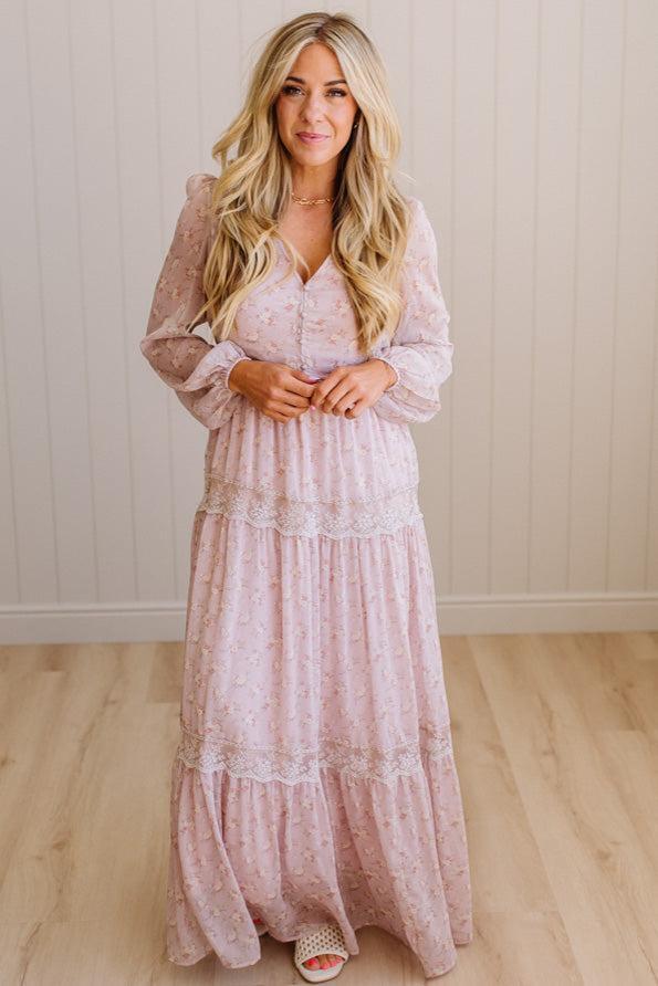 Irina Floral Lace Paneled Maxi
