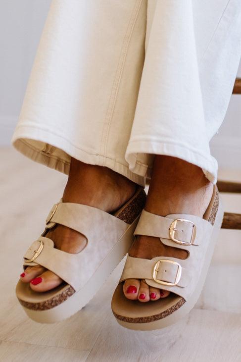 Janey Double Strap Platforms | Beige