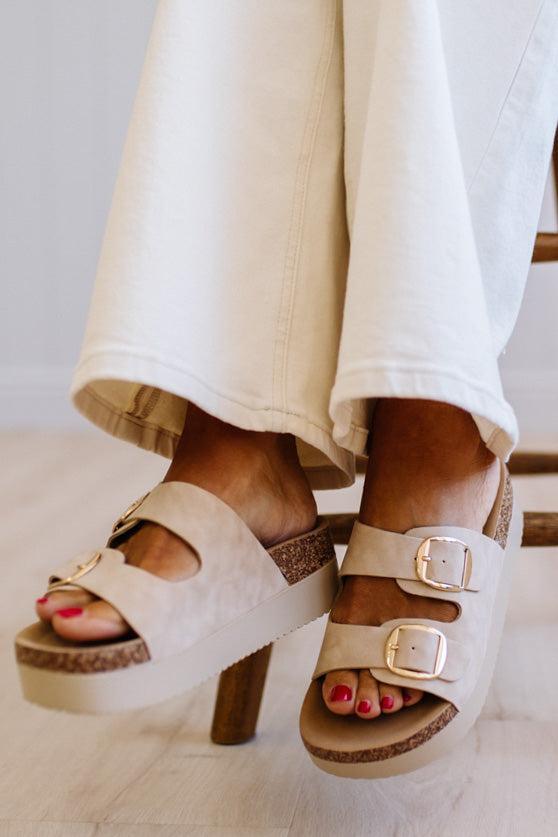 Janey Double Strap Platforms | Beige