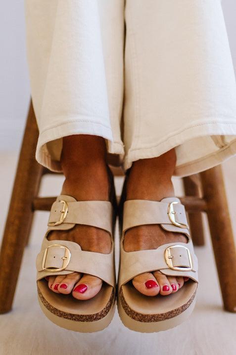 Janey Double Strap Platforms | Beige