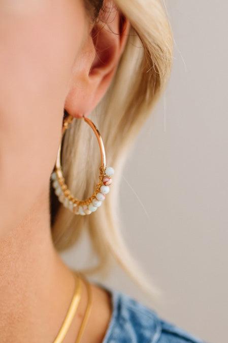 Jasper Stone Bead Earrings