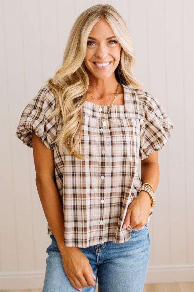 Jenna Button Down Squared Neck Top