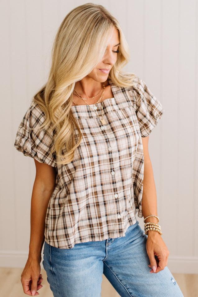 Jenna Button Down Squared Neck Top