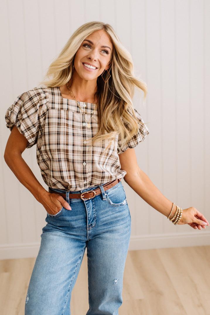 Jenna Button Down Squared Neck Top