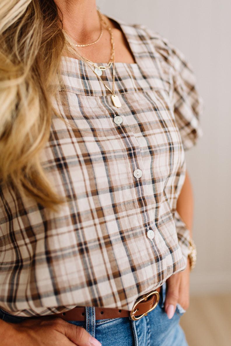Jenna Button Down Squared Neck Top