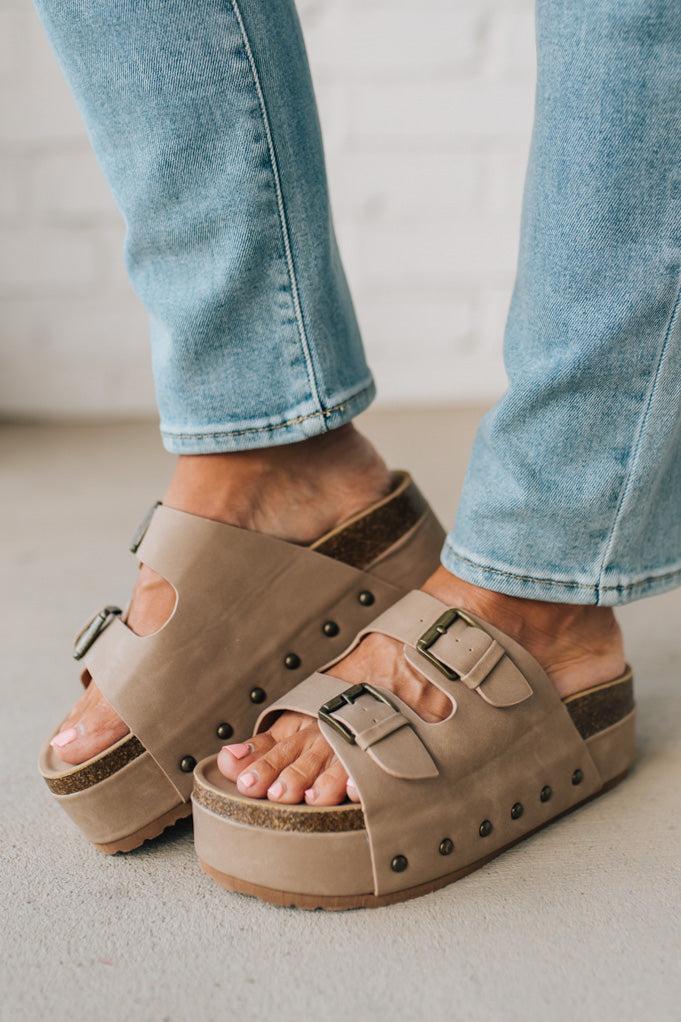 Jeri Studded Platform Slides