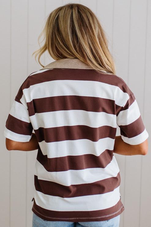 Jess Wide Stripe Polo Top