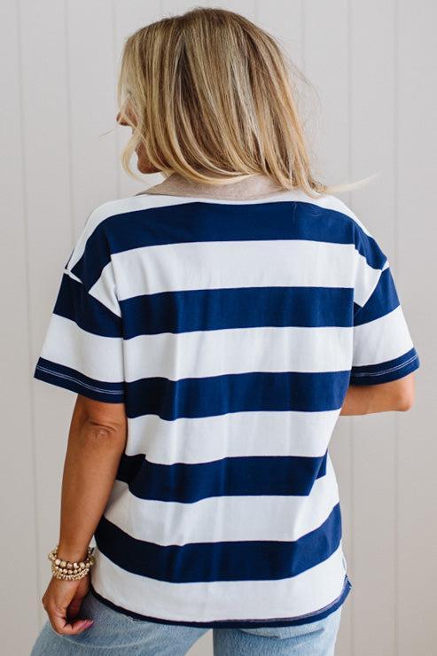 Jess Wide Stripe Polo Top