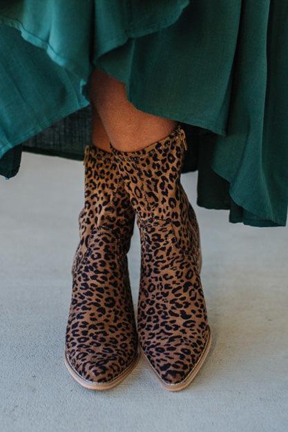Joanie Leopard Blook Heel Boots