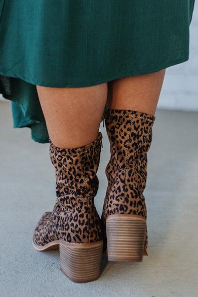 Joanie Leopard Blook Heel Boots
