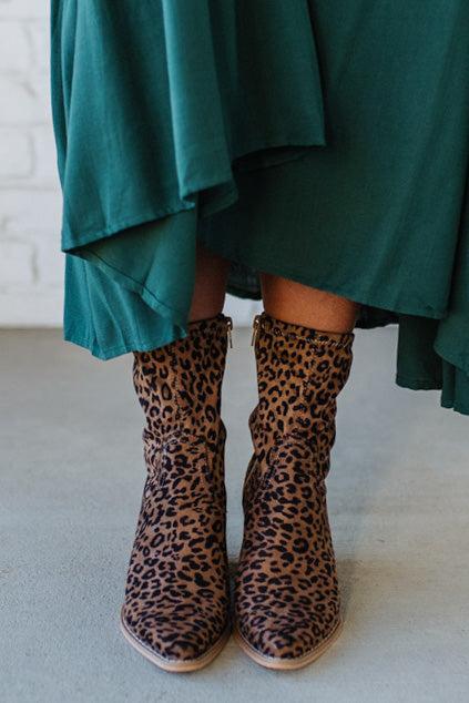 Joanie Leopard Blook Heel Boots