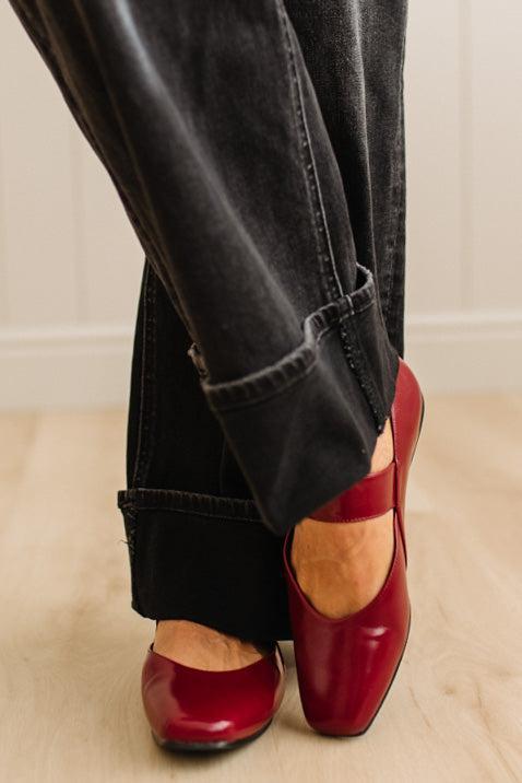 Kailey Squared Toe Mary Janes | Red