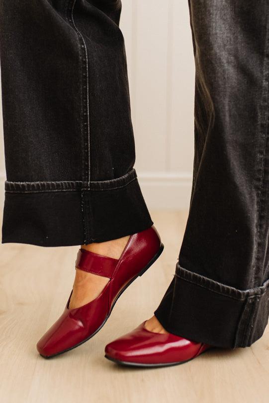 Kailey Squared Toe Mary Janes | Red