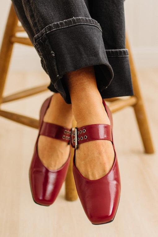 Kailey Squared Toe Mary Janes | Red