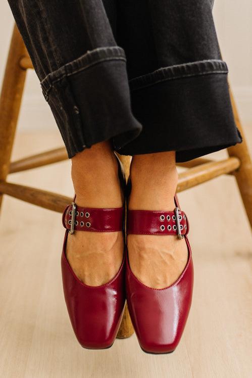 Kailey Squared Toe Mary Janes | Red