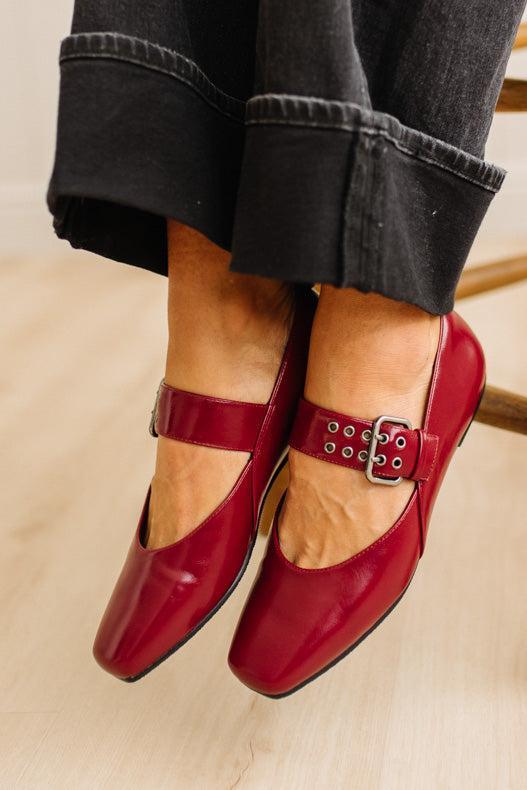 Kailey Squared Toe Mary Janes | Red