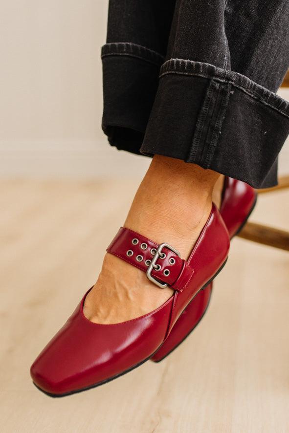 Kailey Squared Toe Mary Janes | Red