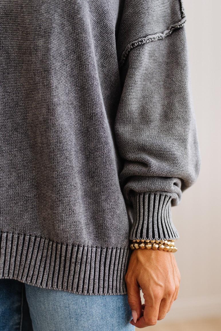 Kaity Acid Wash V-Neck Sweater
