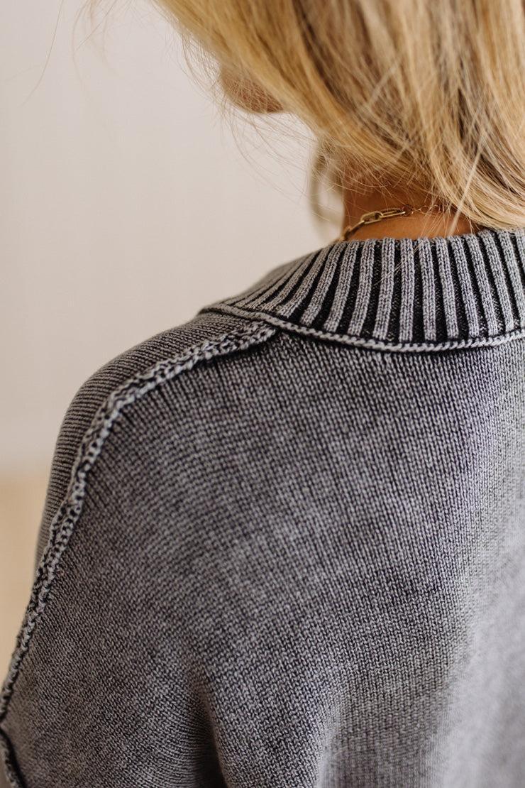 Kaity Acid Wash V-Neck Sweater