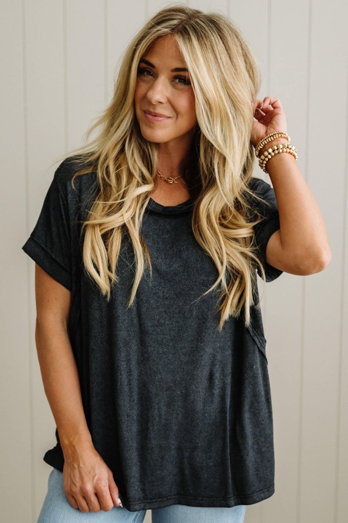 Keegan Ribbed Slouchy Tee