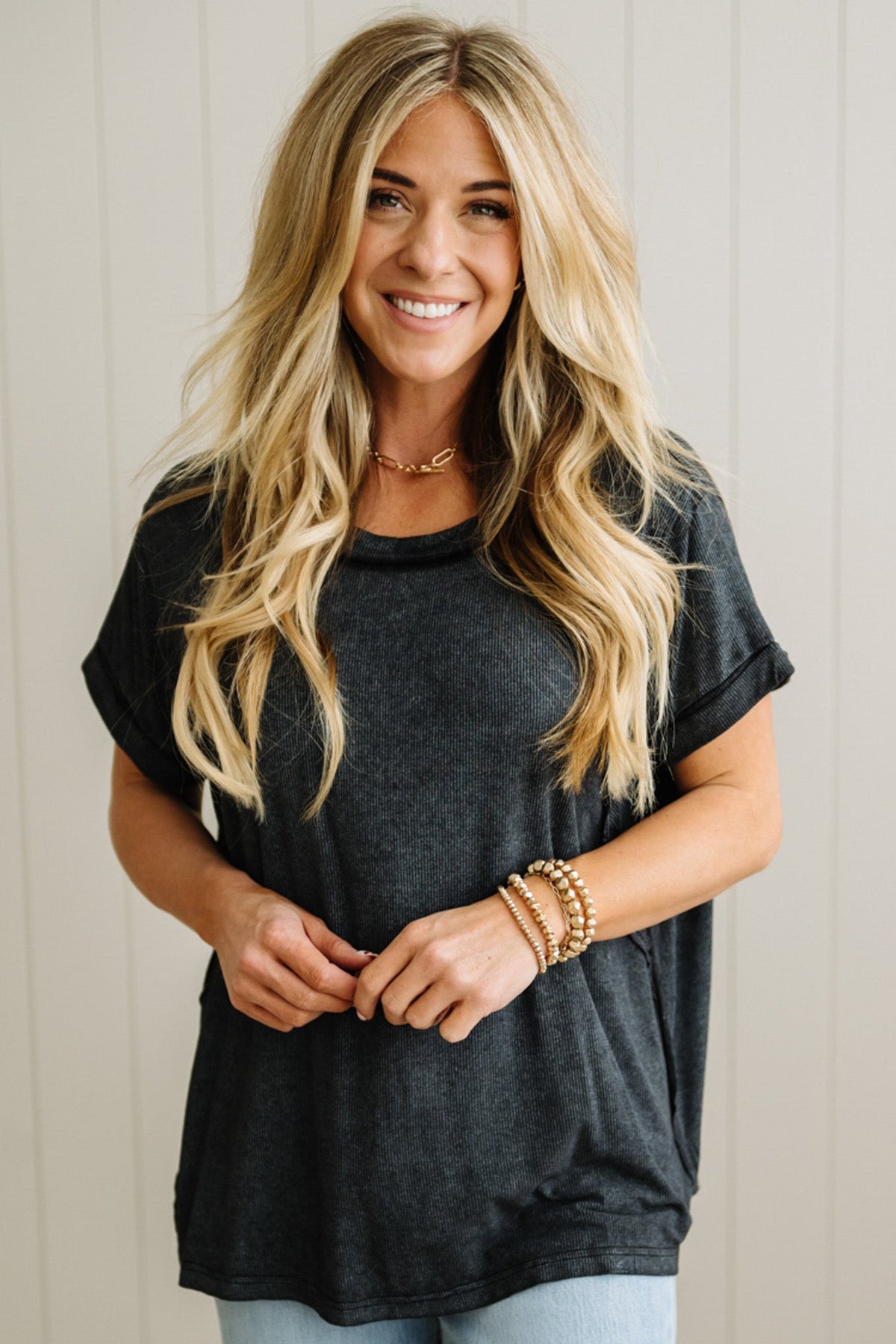 Keegan Ribbed Slouchy Tee