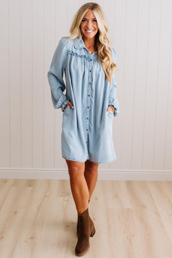 Keesha Chambray Shift Dress