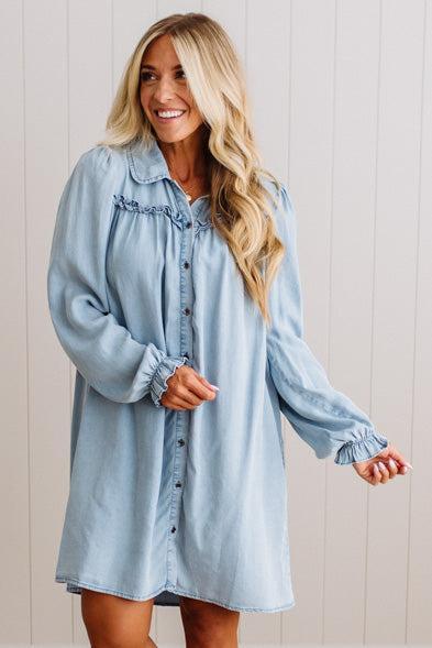 Keesha Chambray Shift Dress