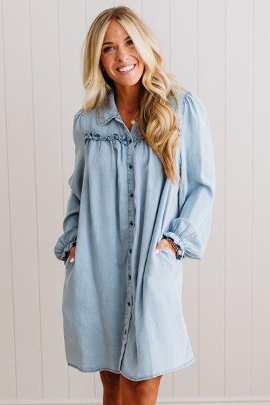 Keesha Chambray Shift Dress