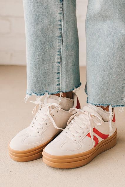 Kimmy Double Stripe Sneakers | Red