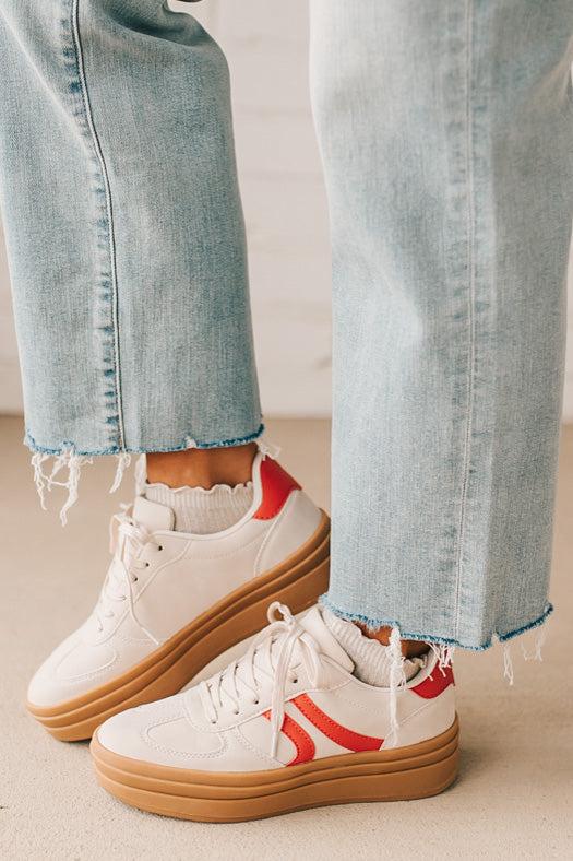 Kimmy Double Stripe Sneakers | Red