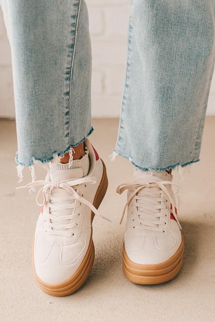 Kimmy Double Stripe Sneakers | Red