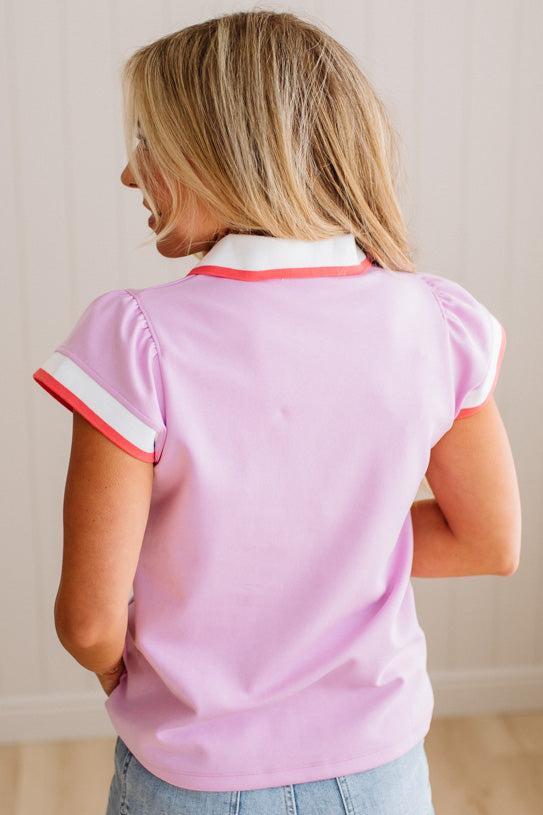 Knit Banded Polo Top