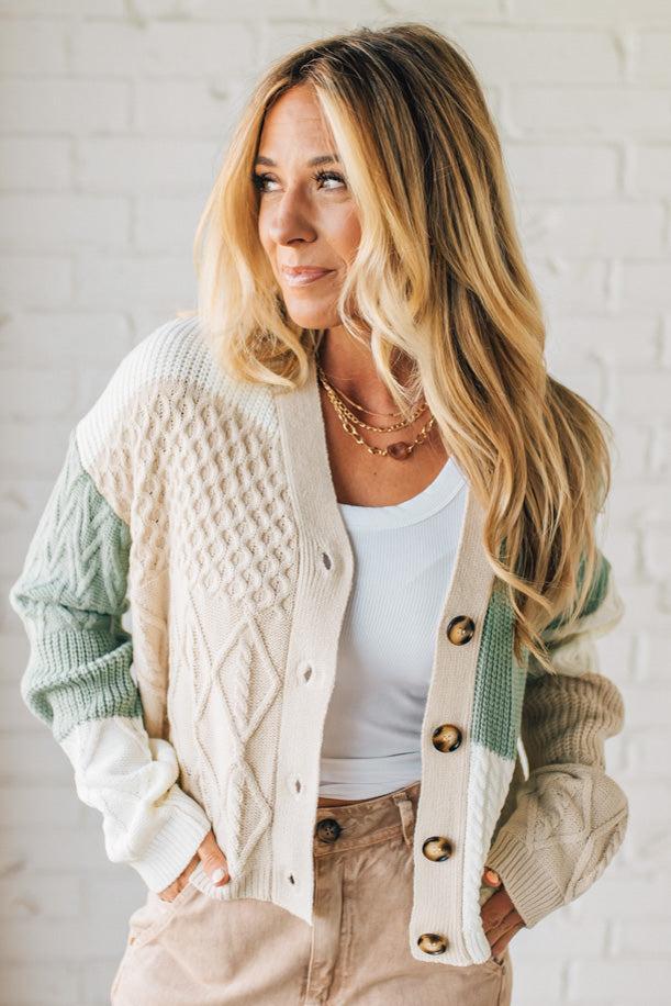Knitted Colorblock Cardigan
