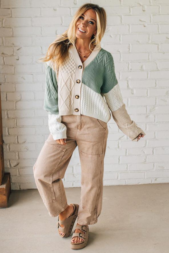 Knitted Colorblock Cardigan