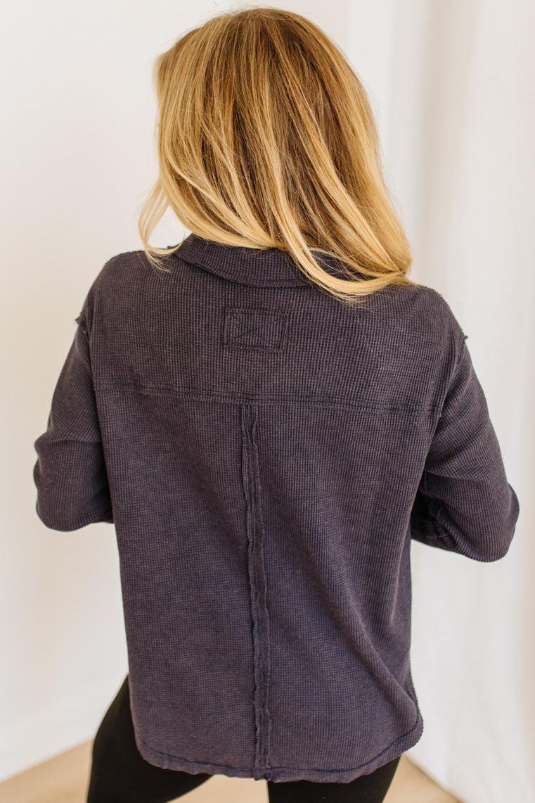 Kyla Waffled Snap Button Top