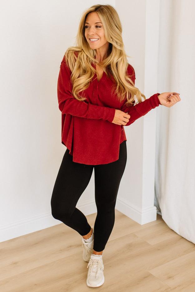 Kyla Waffled Snap Button Top