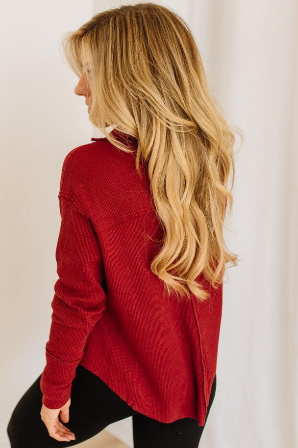 Kyla Waffled Snap Button Top