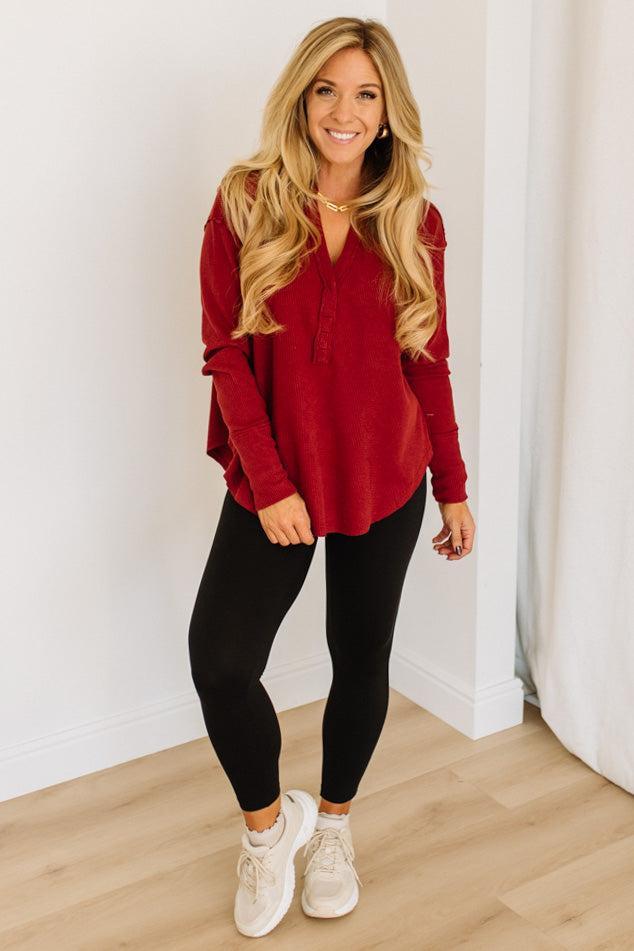 Kyla Waffled Snap Button Top