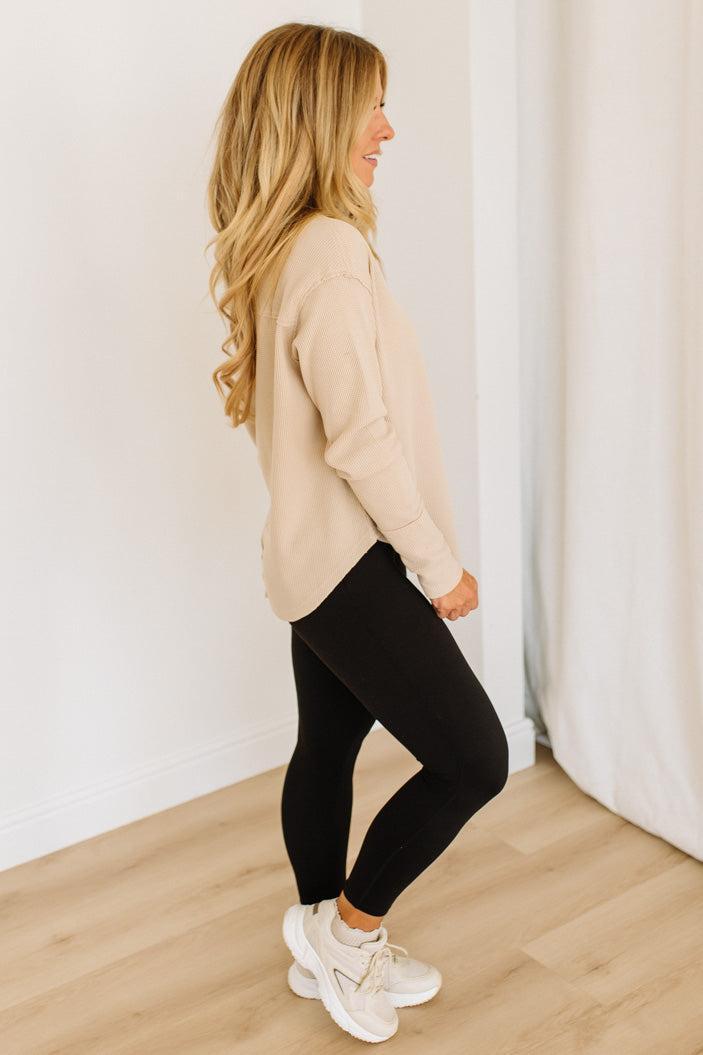 Kyla Waffled Snap Button Top