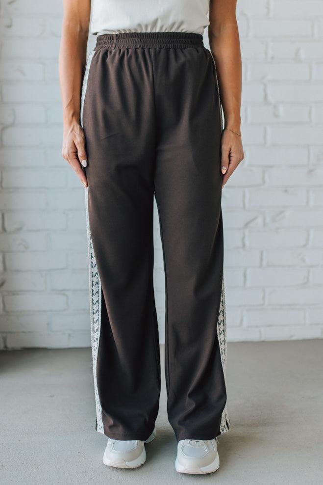 Lace Trimmed Track Pants